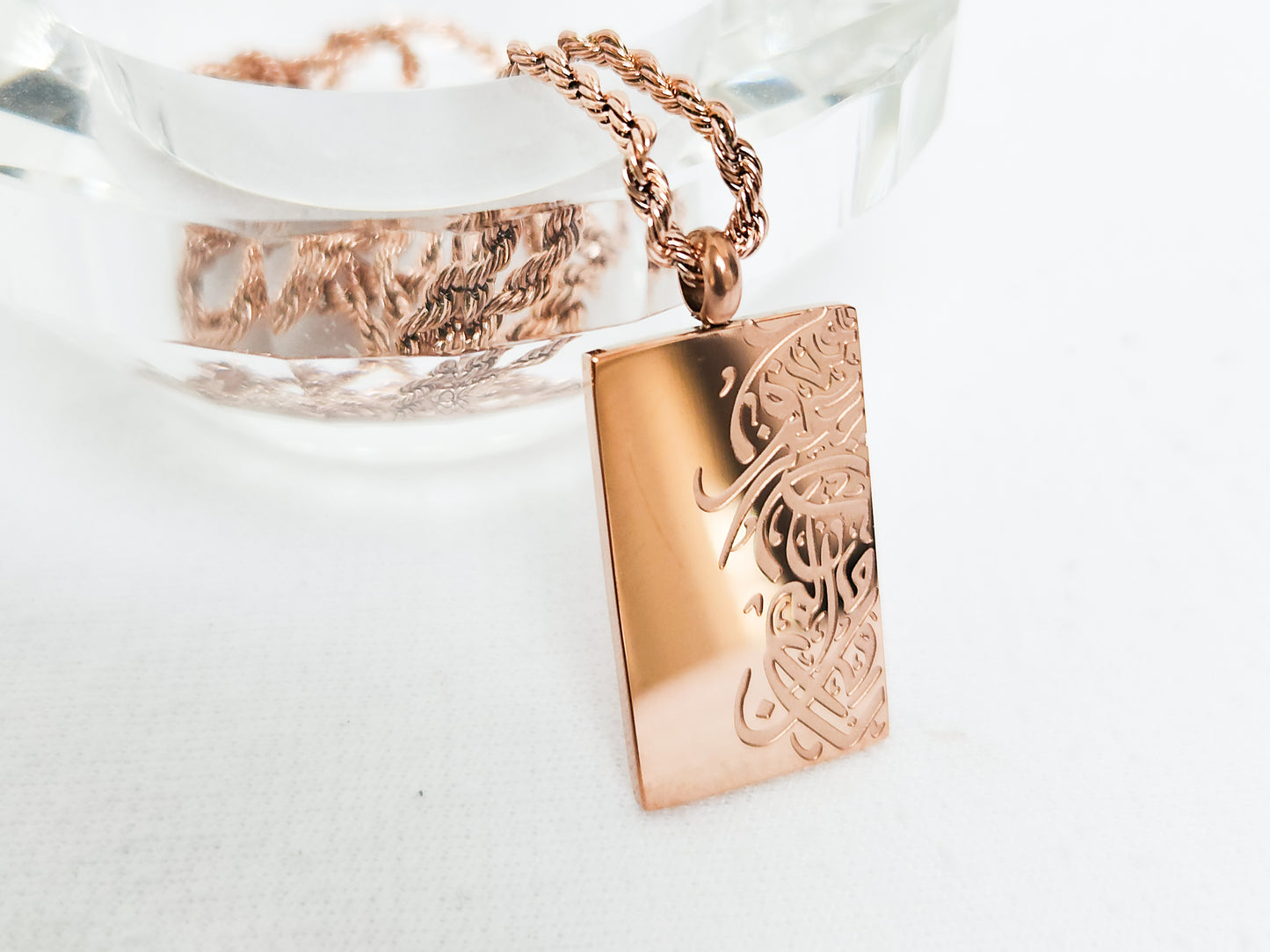 "The Beauty of Pain" Rectangular Pendant Necklace