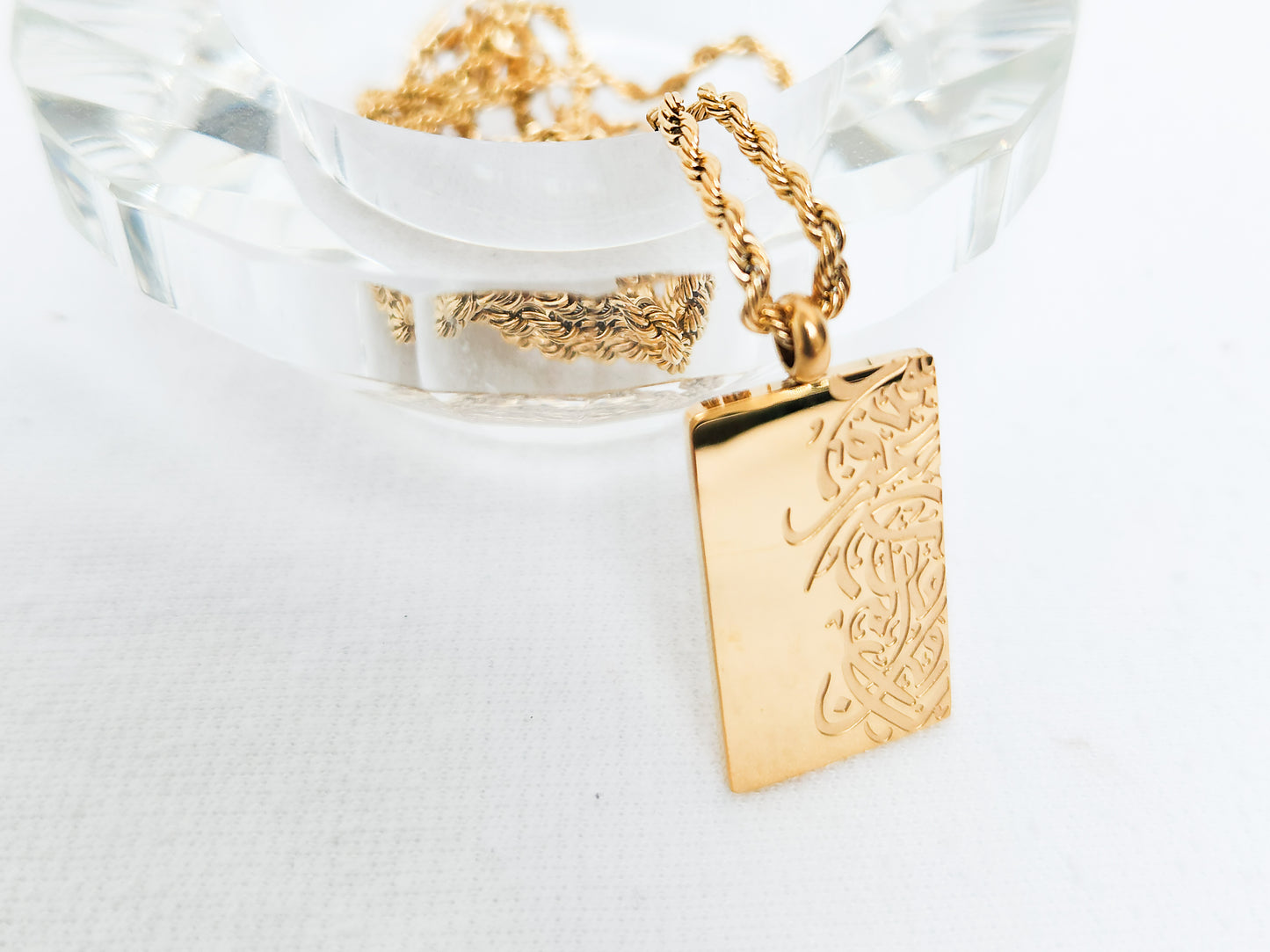"The Beauty of Pain" Rectangular Pendant Necklace