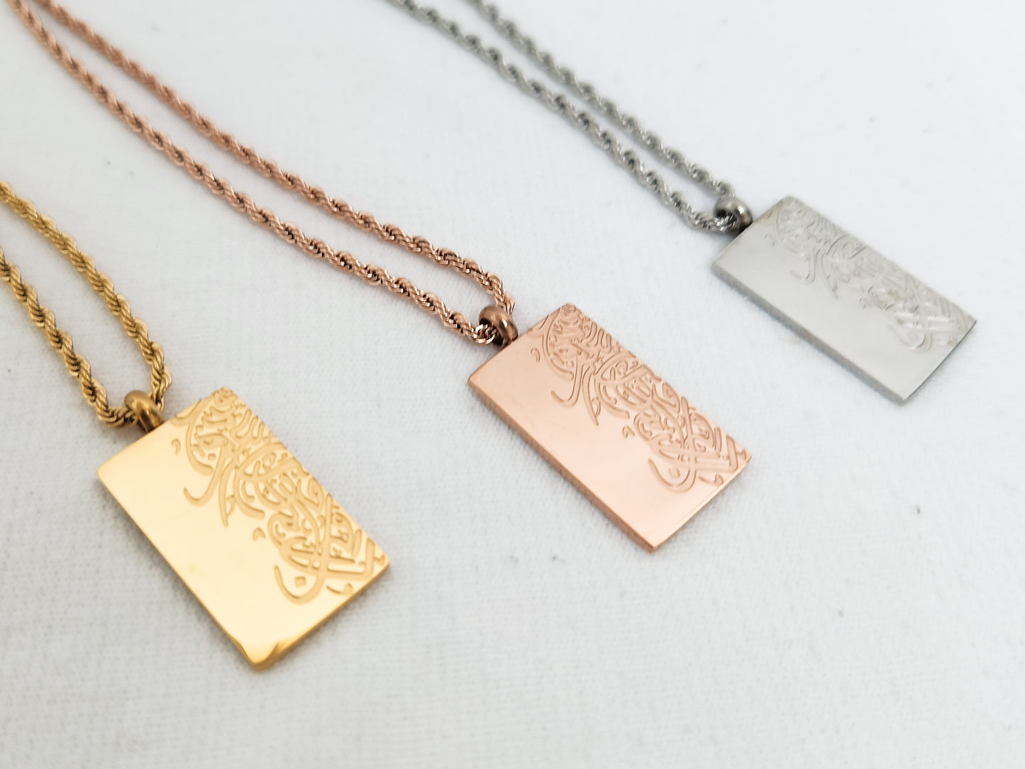 "The Beauty of Pain" Rectangular Pendant Necklace