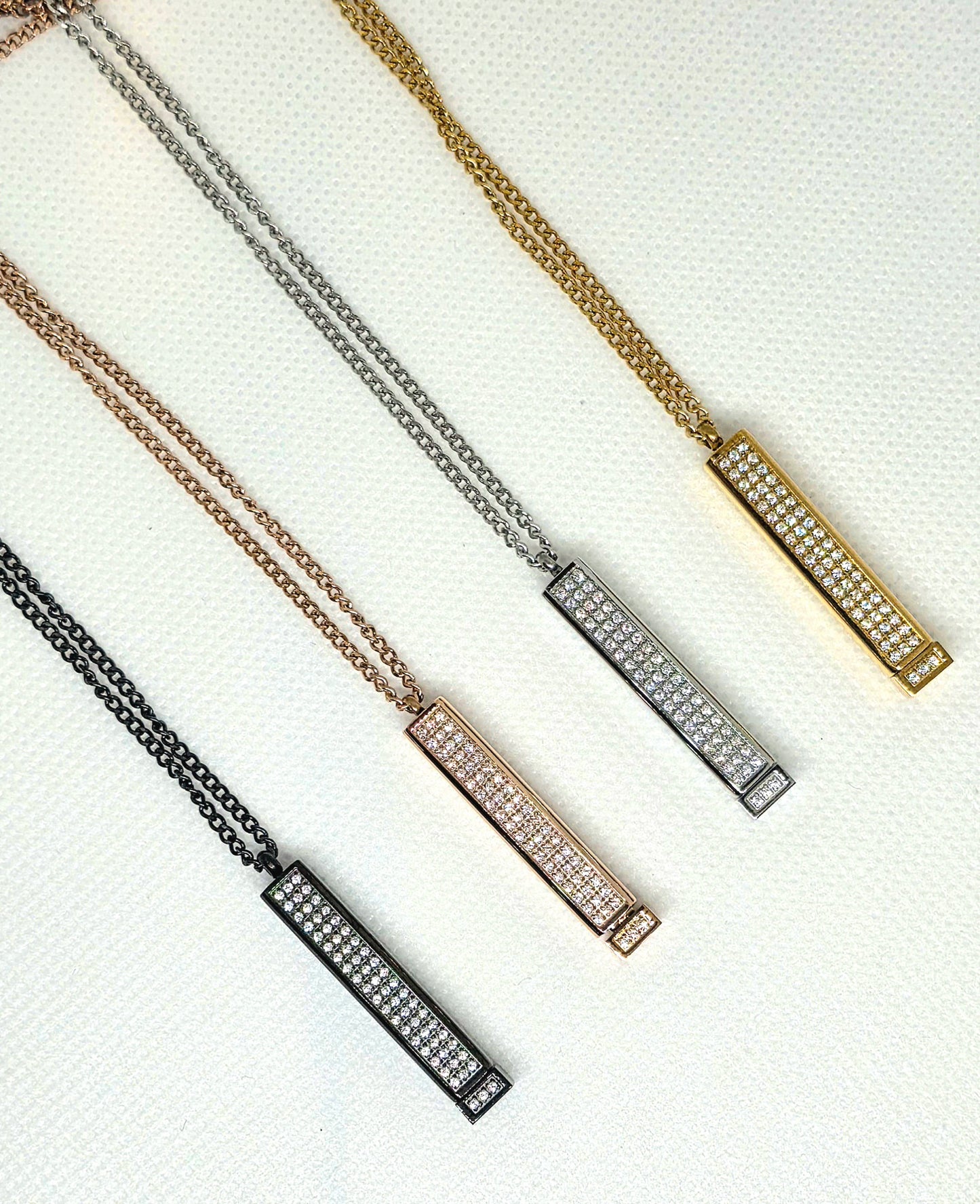 Retractable Kursi 3D bar zircon pendant